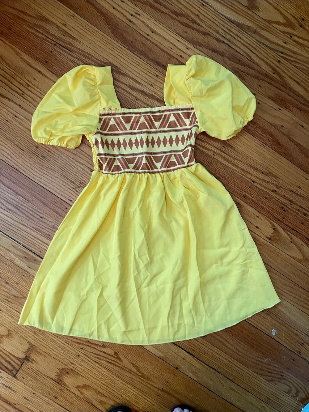 Yellow Girls' Puff Sleeve princess Dress